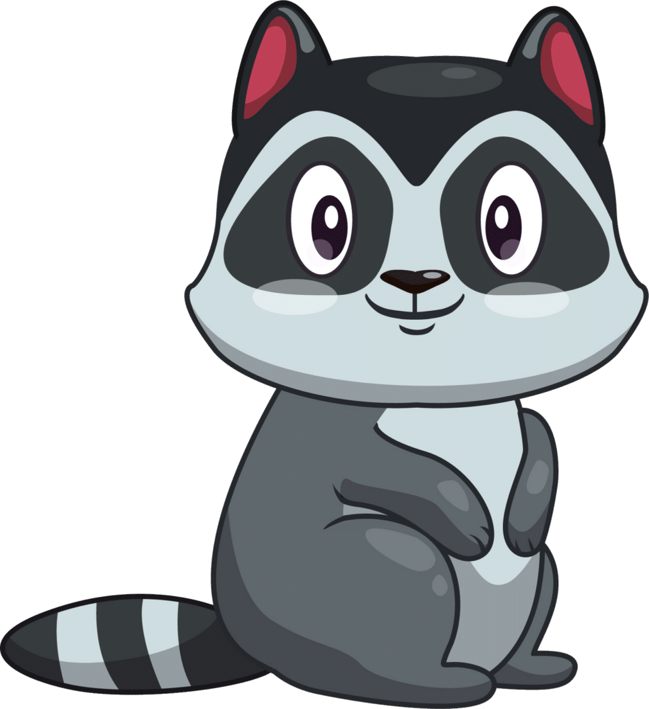 Illustrated woodland raccoon character