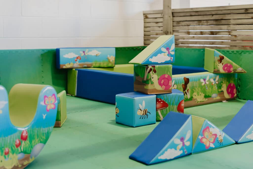 Colourful soft play blocks in the toddler area