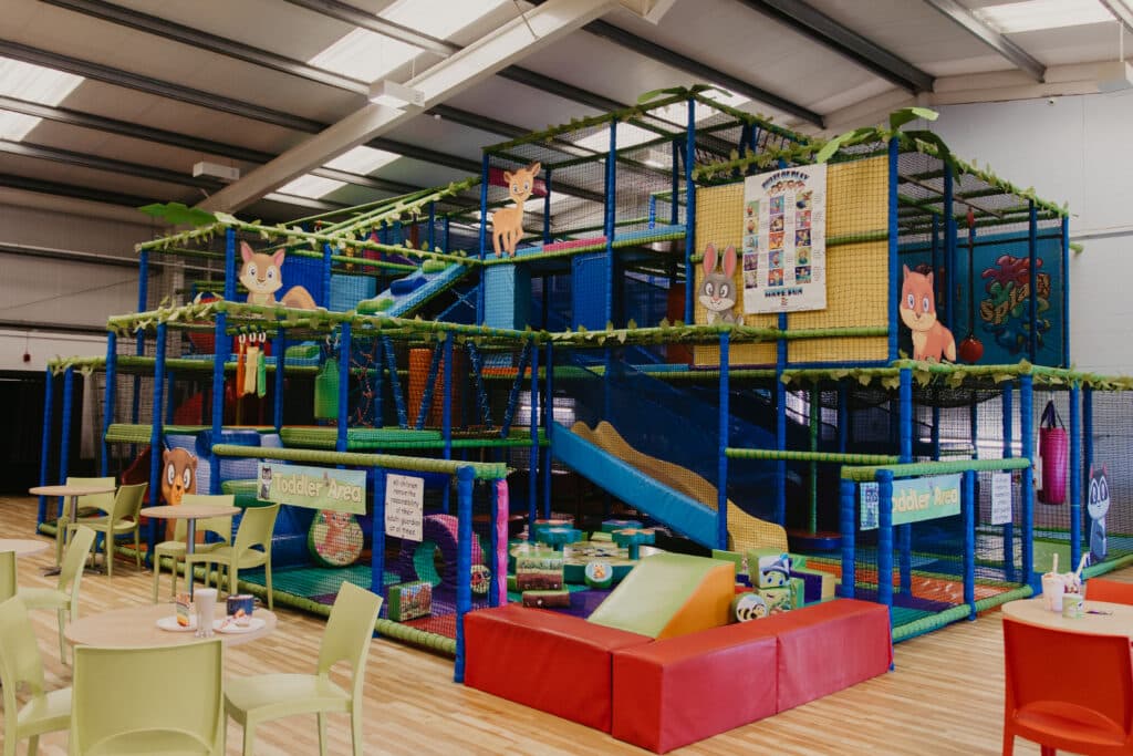 Multi-level soft play frame with toddler area at Tree House