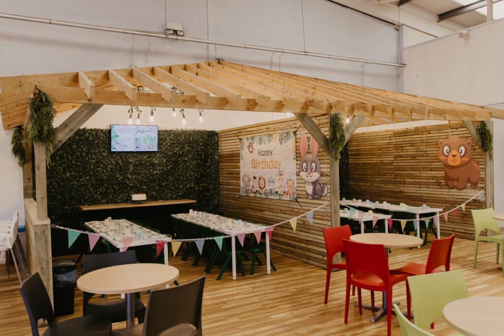 Indoor soft play play area with slides and climbing equipment