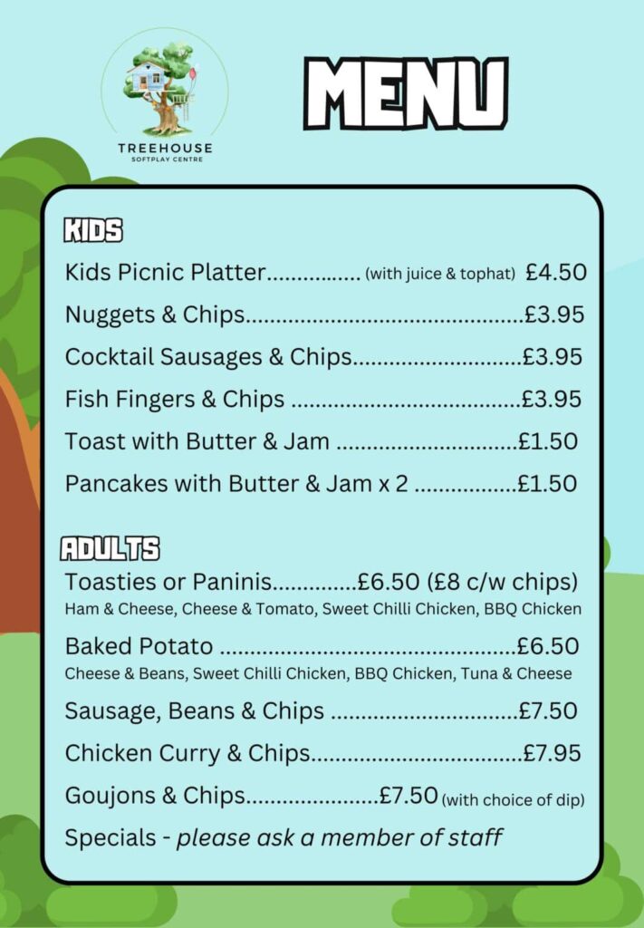 Tree House Café menu – page 2