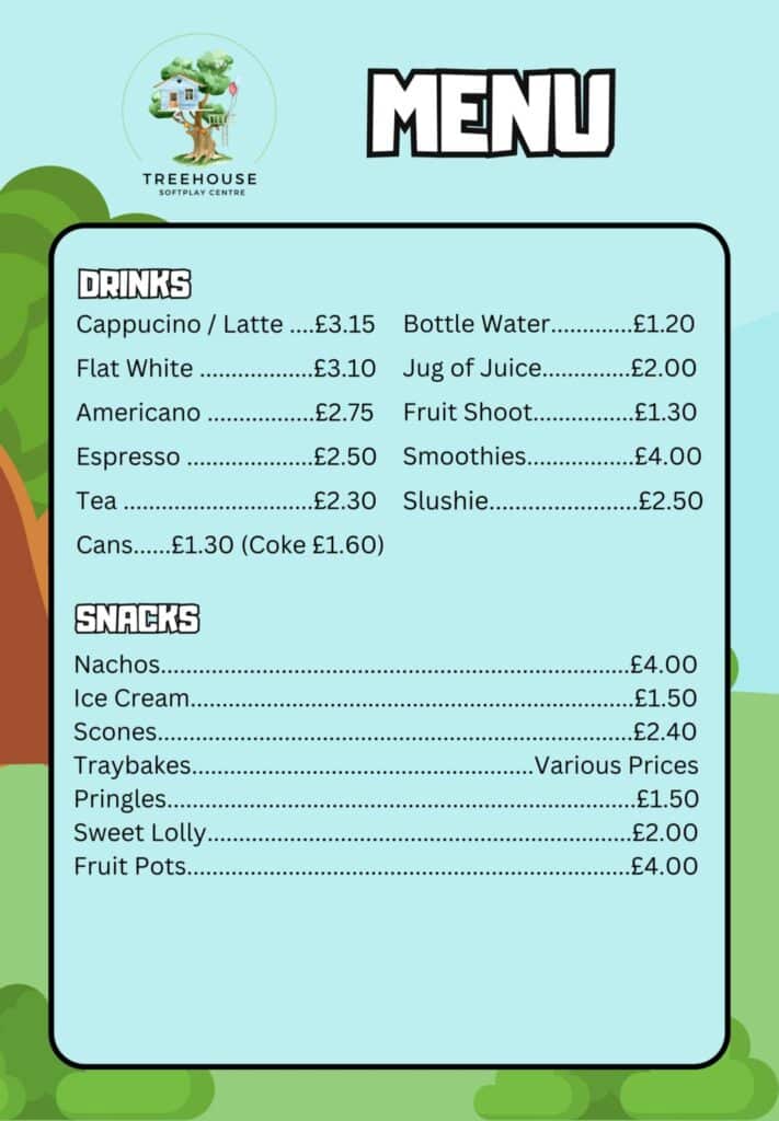 Tree House Café menu – page 1